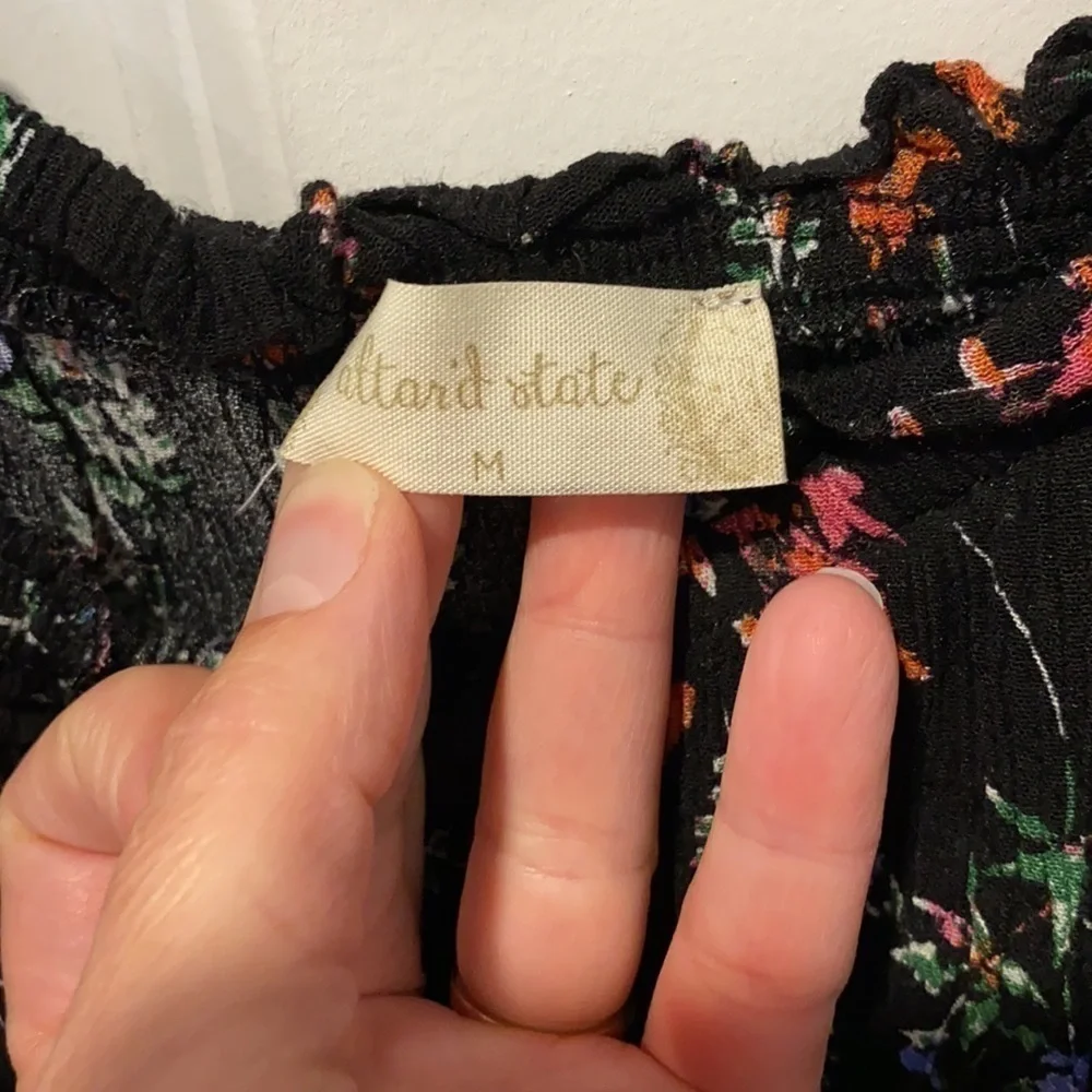 Altar’d State Black Floral Off Shoulder Dress EUC
